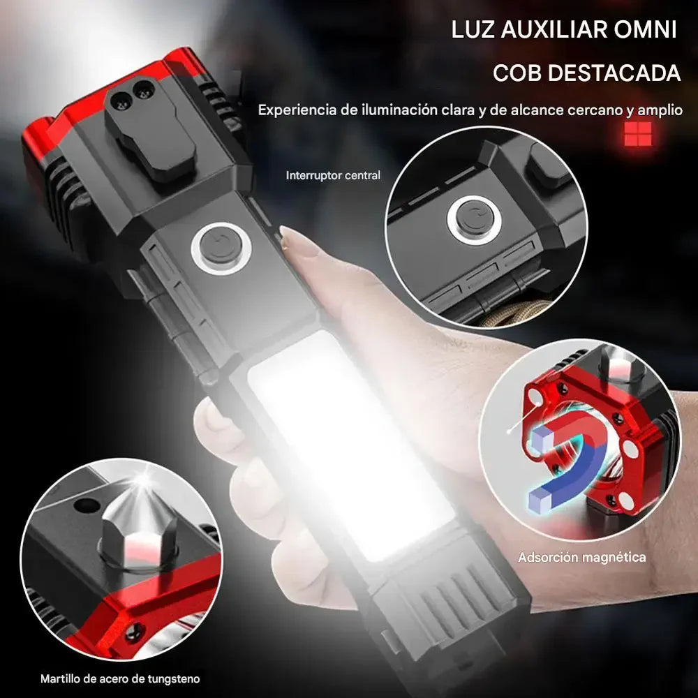 LINTERNA TÁCTICA MULTIFUNCIONAL 6 EN 1 INDESTRUCTIBLE
